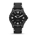 Men's Black Fossil Nate Leather Strap Watch