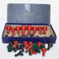STAUNTON RED AND BLACK LEAD CHESS SET