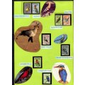 Botswana - Birds - 14 Stamps Mounted (Hinged) on 2 Old Album Pages