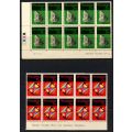 Rhodesia - 3 Double Bottom Rows of 20 - 1971 - MNH - Folded to Fit in Album/Stock Book
