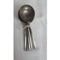 ANTIQUE SET OF 6 PEWTER SOUP SPOONS