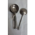 ANTIQUE SET OF 6 PEWTER SOUP SPOONS