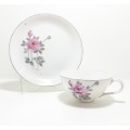 Japanese Fine Porcelain Vintage 1950`s Hayasi Kutani Tea Cup And Tea Plate Pattern 5788