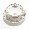 Improvised Tuscan Bone China Tea Duo  1907 Antique Tuscan Tea Cup and 1940s Tuscan Orleans Saucer