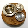 Vintage Silver Plated & Lidded Butter Tray With Double (Bain Marie) Dishes