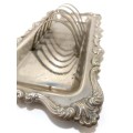 Ornate Vintage Silver Plated Rectangular Tray With Four-Slice Toast Rack