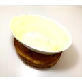 Oval Shaped Glazed Off-White (Yellow Tint) Ceramic Cache Pot / Planter
