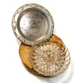 Vintage Silver Plated Pedestal Stand With Removable Clear Cut Glass Three-Division Bowl