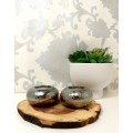 Beautiful Pair Of Silver Embossed Tealight Candle Holders