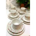French Vintage Tea Set Of 6 Complete Mary Lou Tea Trios  Cup, Saucer & Tea Plate