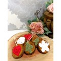 Set Of 6 Wooden Christmas Tree Ornaments With Micro Crochet Motifs