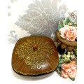 Gorgeous Mid-Century Collectable Vintage Tin  Wood Effect With Gold Embellishment & Lid Finial