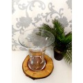 Clear Glass Fluted Flower Vase With Thick Rolled Base