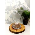 Clear Glass Fluted Flower Vase With Thick Rolled Base