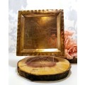 Vintage Square Handcrafted Brass Tray With African Etching
