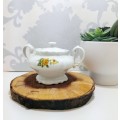 Pioneer Porcelain Vintage Double Handle Lidded Sugar Bowl  Yellow Rose