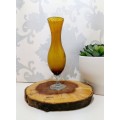 Swirled Amber Glass Bud Vase With Clear Swirl Stem & Base