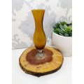Swirled Amber Glass Bud Vase With Clear Swirl Stem & Base