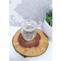 Clear Glass Jam Jar With Etched Grape & Grape Leaf Motif & Glass Lid