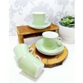 Vintage Set Of 4 Soft Green South African Constantia Duos  Cups & Saucers