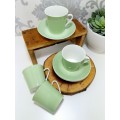 Vintage Set Of 4 Soft Green South African Constantia Duos  Cups & Saucers