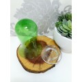 Green Glass Bell Shaped Dome With Loose Clear Glass Base