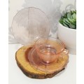 Gorgeous Salmon Pink Glass Trio  Cup, Saucer & Tea Plate