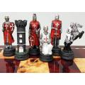 Medieval Times Crusades Knight RED & WHITE Set of Chess Men Pieces Hand Painted