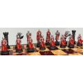 Medieval Times Crusades Knight RED & WHITE Set of Chess Men Pieces Hand Painted