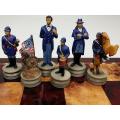 US Generals Civil War Set of Chess Men Pieces Hand Painted