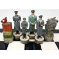 World War 2 USA vs Germany Set of Chess Men Pieces Hand Painted
