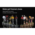 Metal Golf Character themed chess set game with Red Leather Board