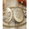 Classic Vintage Carved Pocket Watch with Chain Necklace Vintage Quartz Pendant Watches Clock Chain M