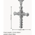 Steel Cross Pendant Necklace With Zircon Inlaid - Golden