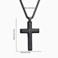 Steel Verse Cross Pendant Necklace - Black