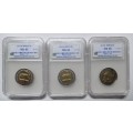 SALE!!  SET OF 3 x 2013 R5 Coin SANGS Graded MS63, MS64 AND MS65