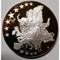 LIMITED EDITION -2002 THE NEW MONEY OF EUROPE COPPER PLATED SILVER MEDALLION & COA