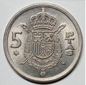 BRILLIANT UNCIRCULATED 1975 5 PESETAS -SPAIN