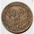 GREAT 1925 CAMEROON 50 CENTIMES ALUMINUM BRONZE