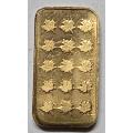 Collectable Canadian Maple leave Fine .999, 1 Gram Pure Brass Ingot