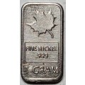 Collectable Canadian Maple leave Fine .999, 1 Gram Pure Nickel Ingot