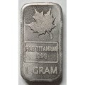 Collectable Canadian Maple leave Fine .999, 1 Gram Pure Titanium Ingot