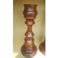 Vintage! Pair Of Large Wooden Candlestick Holders