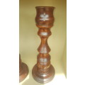 Vintage! Pair Of Large Wooden Candlestick Holders