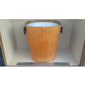 Vintage! Wooden Ice Bucket With Leather Handles