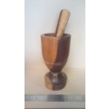 African - Solid Tall Duo Tone Wooden Mortar And Pestle