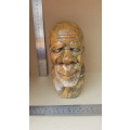 Hand-Carved! African Polished Stone Bust - Old Man Sculpture