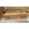 Vintage! Hand-Carved! African Wooden Jewelry Box - Fish Themed