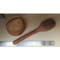 Primitive! Hand-Carved! African Wooden Spoon / Ladle And Spoon Rest