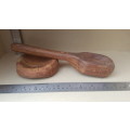 Primitive! Hand-Carved! African Wooden Spoon / Ladle And Spoon Rest
